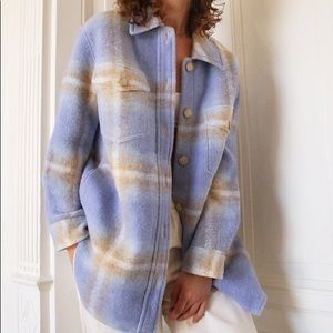 Aritzia Wilfred Free Ganna Shirt Jacket - Zen Blue Plaid - M
